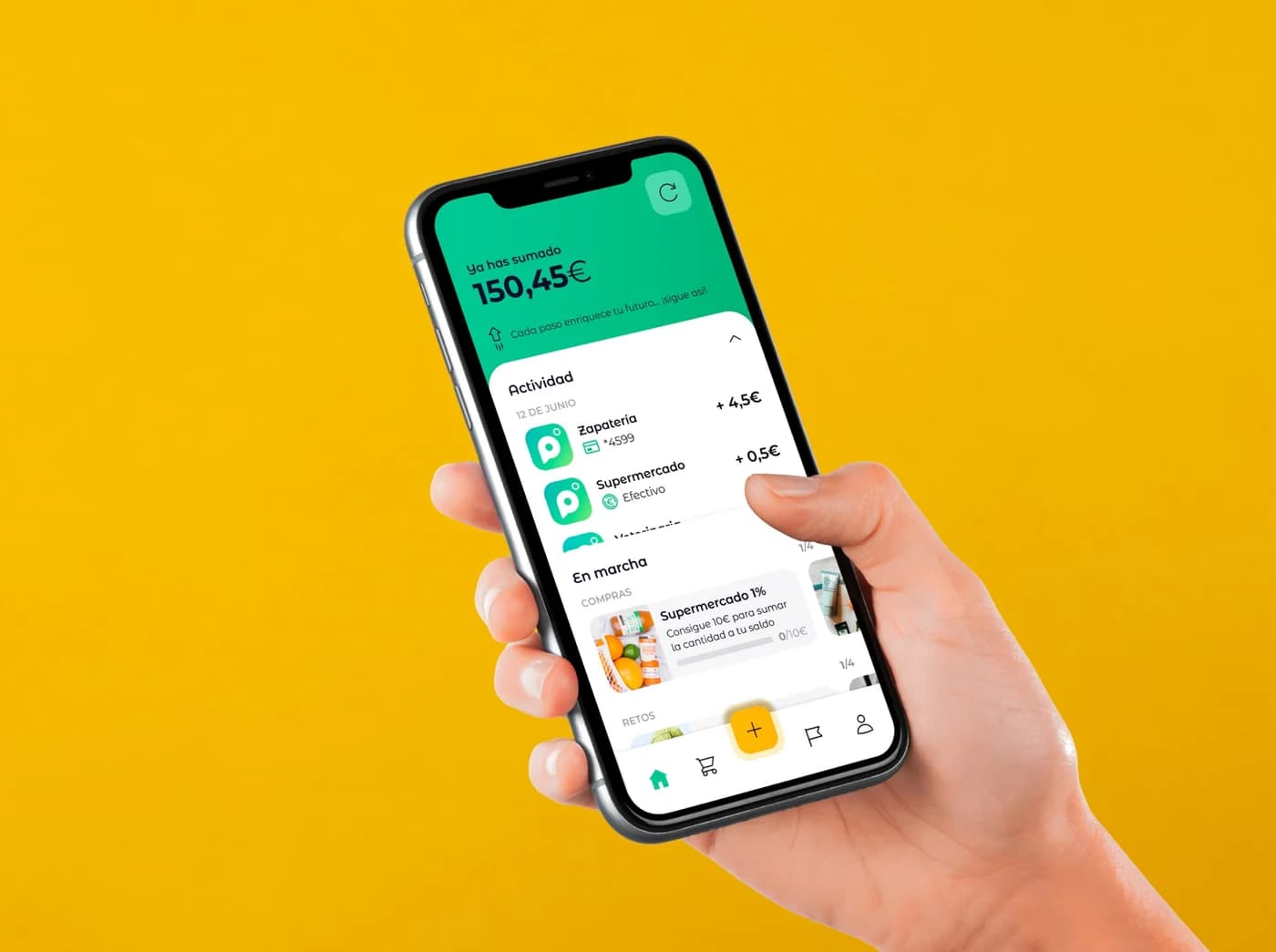Pensumo app in use, shown on a smartphone.